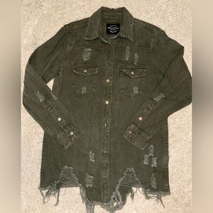 American Bazi Olive Jean Jacket - S